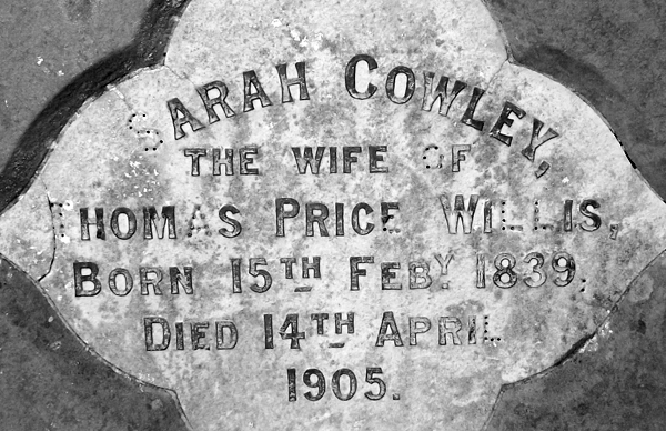 Epitaph of Sarah Cowley Willis